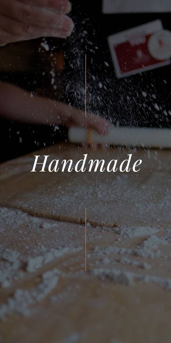 Sprinkling flower for dough with the word "Handmade" overlaid image